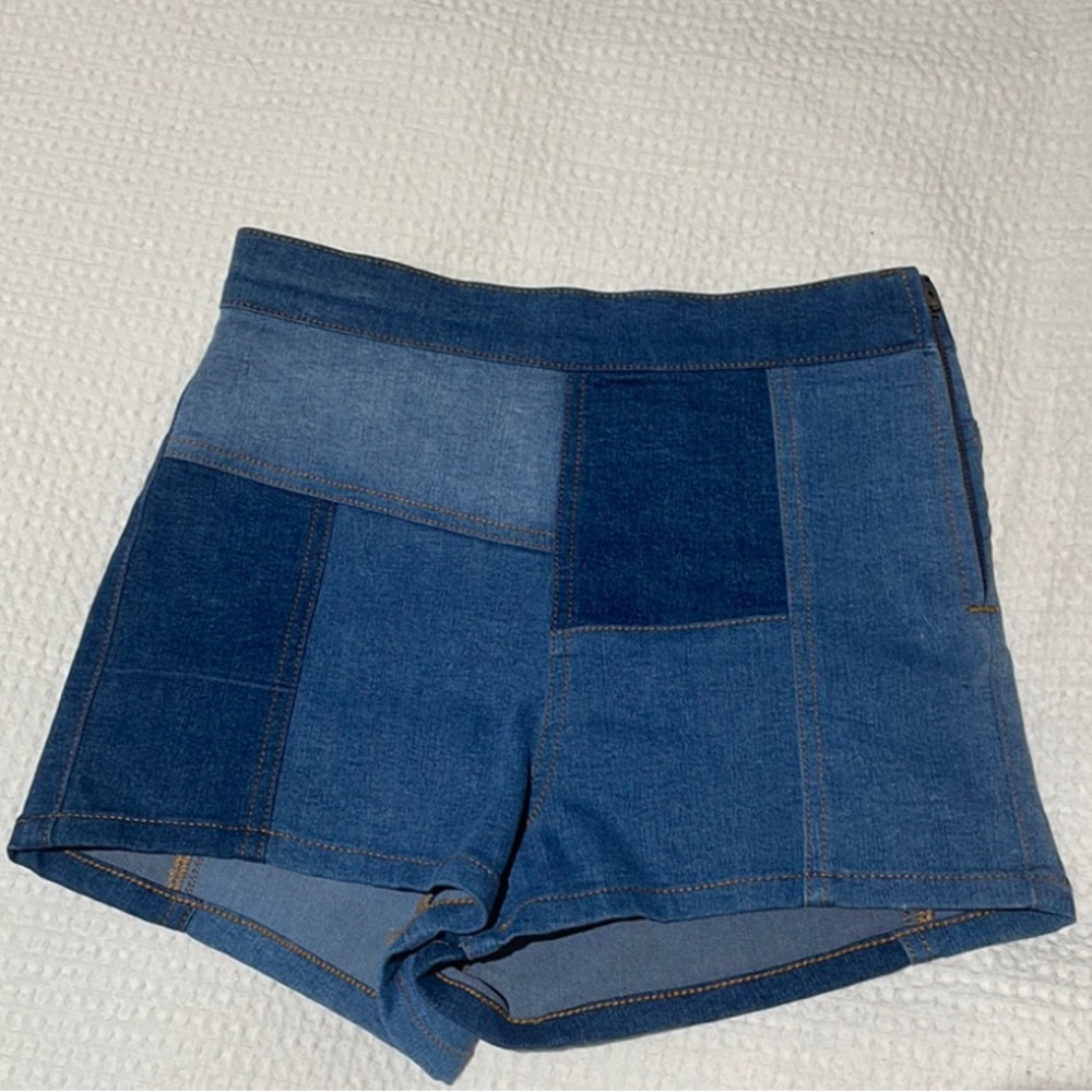 Free People Patchwork Denim Shorts